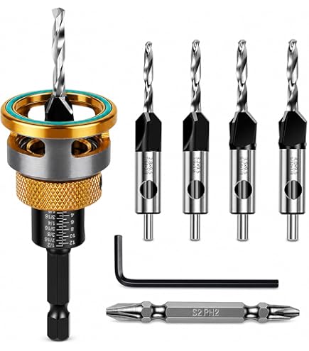 4 Piece 100 Degree Countersink Bit Set, #12, #21, #30, #40