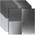 YMMXGE 10-Sheet Peel and Stick Backsplash Tile，Self-Adhesive Metal Sticker ， Brushed Aluminum Mosaic Tiles for Kitchen Bathroom(10, Stainless Steel)