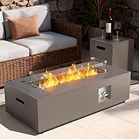 Outdoor Fire Pit Table Propane Gas Fire pits &Outdoor Fireplaces 42″ Rectangular Firepit Table, 50,000 BTU Fire Table for Pat