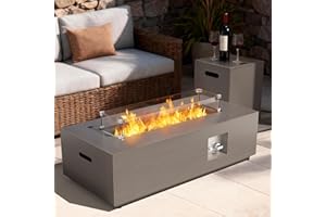 Outdoor Fire Pit Table Propane Gas Fire pits &Outdoor Fireplaces 42″ Rectangular Firepit Table, 50,000 BTU Fire Table for Pat