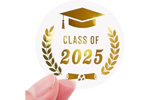 LXZYU Graduation Stickers, 120PCS Class of 2025 Stickers, 1.6 inch Gold Foil Graduation Envelope Seals, Transparent Labels Envelope Sticker for Announcements Congrats Grad Invitation Grad Party Favors