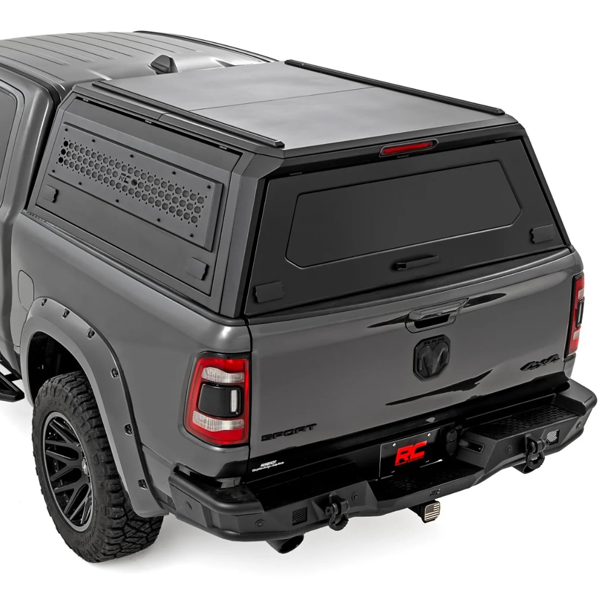 Photo 1 of *USED*
Rough Country Truck Bed Cap Topper for Ram 1500 (2019-2026) 5'7" Bed - Modular Design, Locking Gullwing Access Doors, Molle Panels, LED Interior Lighting
