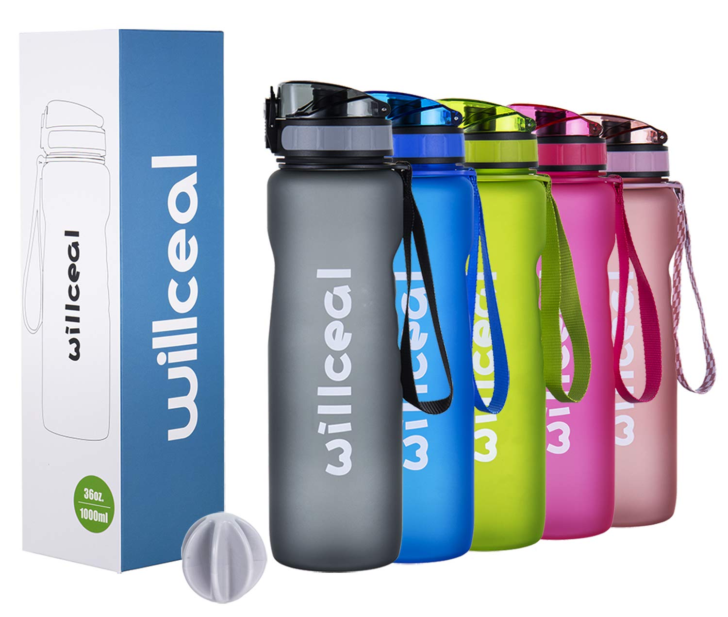 willceal Sport Water Bottle,BPA Free Tritan,1L (36oz), Premium Leak Proof Plastic Water Bottle Sport, Sports Bottle Bicycle for Camping Outdoors, Cycling, Hiking, Yoga, Gym and more (Grey, 1000ml)