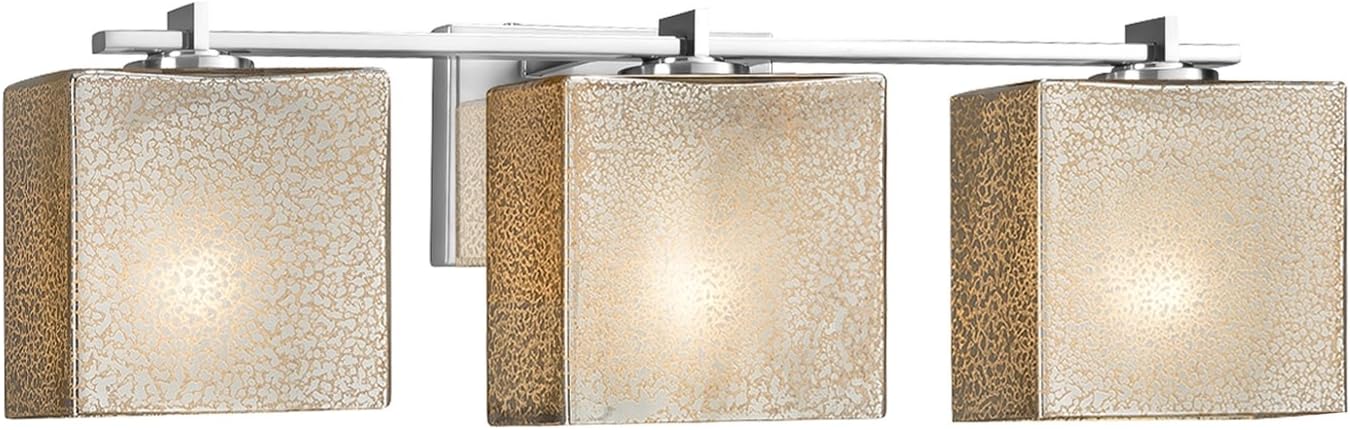 Fusion - Barra de baño rectangular de 3 luces de Era. vidrio artesanal
