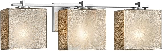Fusion - Barra de baño rectangular de 3 luces de Era. vidrio artesanal