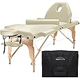Saloniture Professional Portable Massage Table with Backrest - Cream