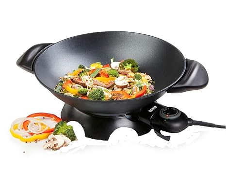 Domo DO-8708W - Wok eléctrico, 2200 W, color negro