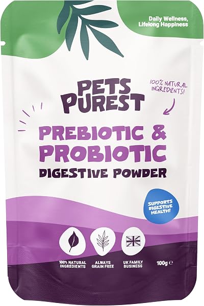 Pets Purest Digestive Prebiotic Probiotic for Dogs Cats 100% Natural Fibre