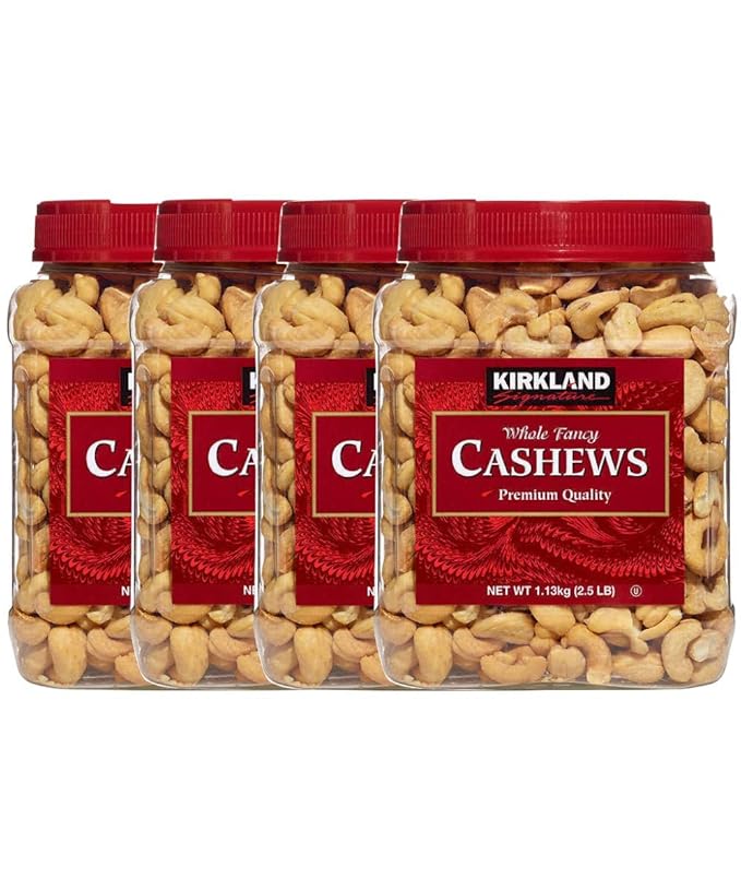 Kirkland Signature Whole Fancy Cashews Salted and Roasted, 40 oz (Pack of 4)