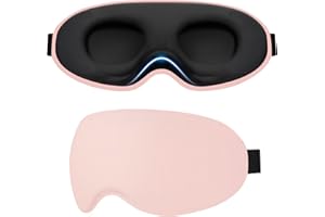 Gritin 100% Blackout Sleep Eye Mask for Side Sleeper Men Women, Zero Eye Pressure 3D Contoured Sleeping Mask with Adjustable 