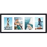 Giftgarden 4x6 Picture Frame Collage 4 Opening, 8x20 Frame Matted to Four 4x6 Photos with Mat for Wall Display, Black