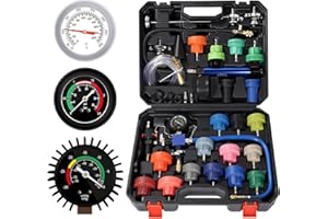 VTG VOGTEN 31PCS Coolant Pressure Tester Kit,Radiator Pressure Tester and Vacuum Refill Kit for Automotive Cooling System Water Tank Leakage Detection