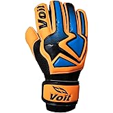 Voit Performance Goalkeeper Gloves, Orange and Blue, Finger Spine Protection, Large Size 10, Professional Soccer Training