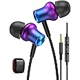 iMangoo 3.5mm Wired Headphones Magnetic HiFi Stereo In Ear Corded Earbud with Microphone Volume Control Aux Earphones Electronics Airplane Headset for iPod MP3 MP4 PC Laptop Computer Chromebook Purple