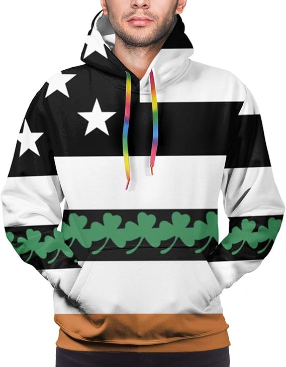 Amazon Co Jp アイルランド系アメリカ人の旗シャムロック パーカー メンズ 春 薄手スウェット 長袖連帽 ポケットがあります 個性カジュアル スポーツウェア アクティブジャケットスポーツ旅行で出勤します 服 ファッション小物