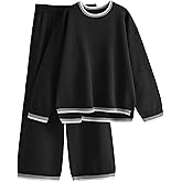 Tanming Women's Sweater Sets 2 Piece Outfits Knitted Pullover Jumper and Wide Leg Pants Tracksuit