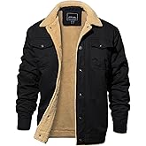 EKLENTSON Men's Winter Jacket Thick Thermal Cotton Warm Fleece Lined Coat Trucker Lapel Work Cargo Jackets for Men