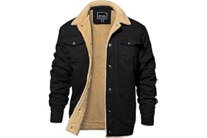 EKLENTSON Men's Winter Jacket Thick Thermal Cotton Warm Fleece Lined Coat Trucker Lapel Work Cargo Jackets for Men