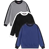 GFQLONG 3 Pack Toddler Boy Girl Cotton Crewneck Sweatshirt Kids Lightweight Long Sleeves with Stripe Fall Fashion Tops