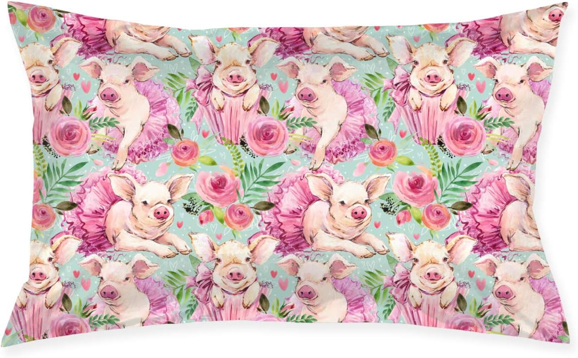 SKYISOK Pillowcase Cute Pig Pattern Decorative Pillow Cover Soft and Cozy, Standard Size 20"x30" with Hidden Zipper