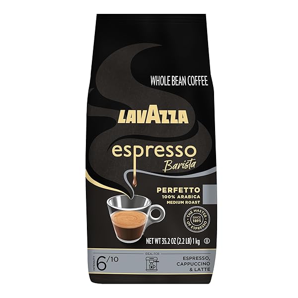 LAVAZZA ESPRESSO BARISTA PERFETTO WHOLE BEAN COFFEE 100% ARABICA, MEDIUM ESPRESSO ROAST, 2.2LB BAG (PACKAGING MAY VARY)
