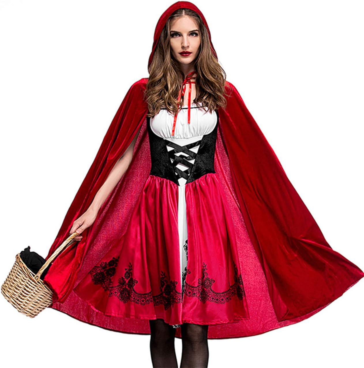 Women's Little Red Riding Hood Halloween Cosplay Costume Make up Party Dress