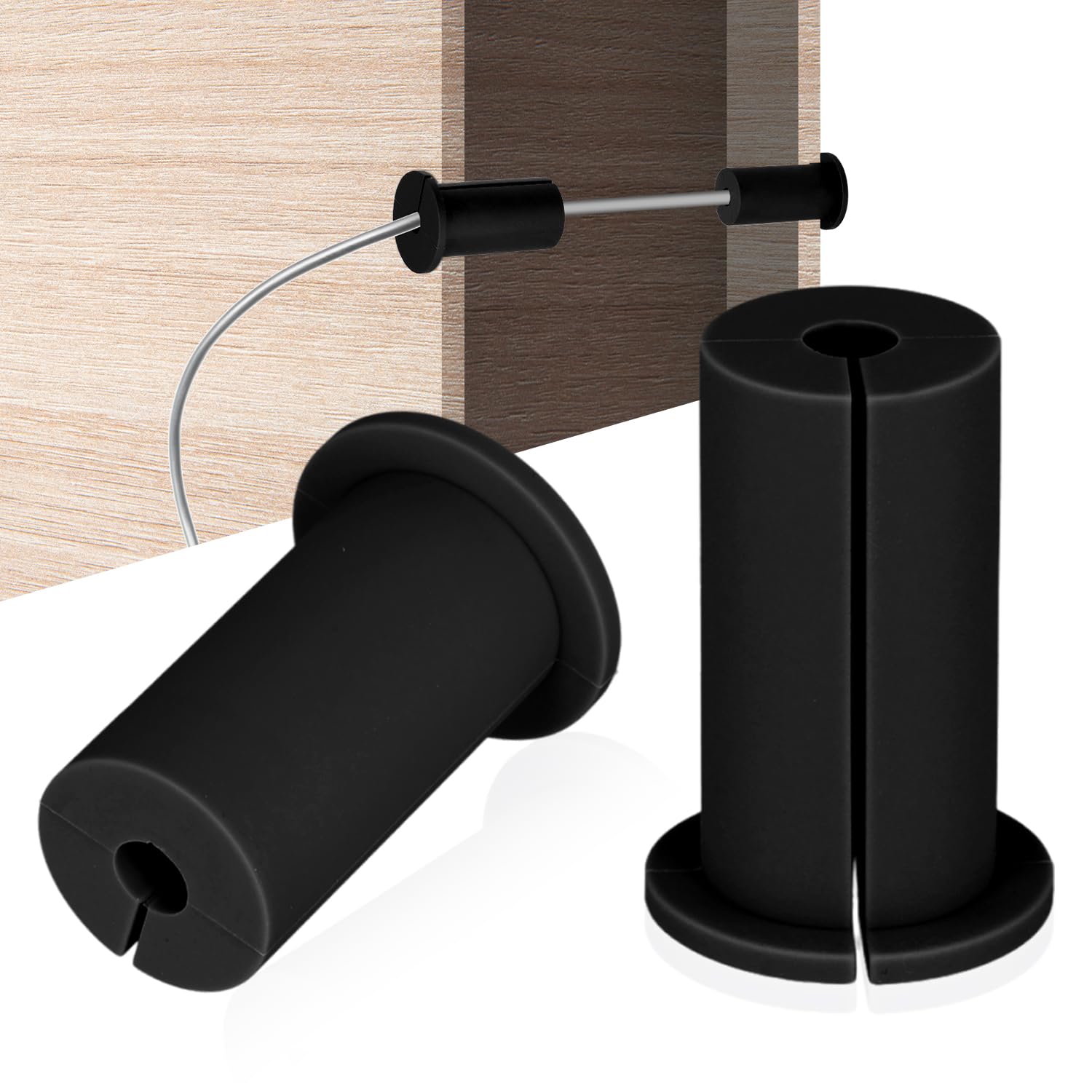 2pcs Wall Hole Cable Routing Kit for Starlink, Silicone Cable Feed Through Bushings Wall Grommets for 1 Inch Cables Cable Protective Sleeve for Starlink Cable Router and Ethernet Cable Adapter (Black)