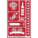 Over'N'Over Reusable Glass Etching Stencils &ndash; Durable Self-Stick Designs for Glass, Mirrors, and Ceramics with Armour Etch Cream &ndash; 5&rdquo; x 8&rdquo; Stencil Sheet - Wine Time