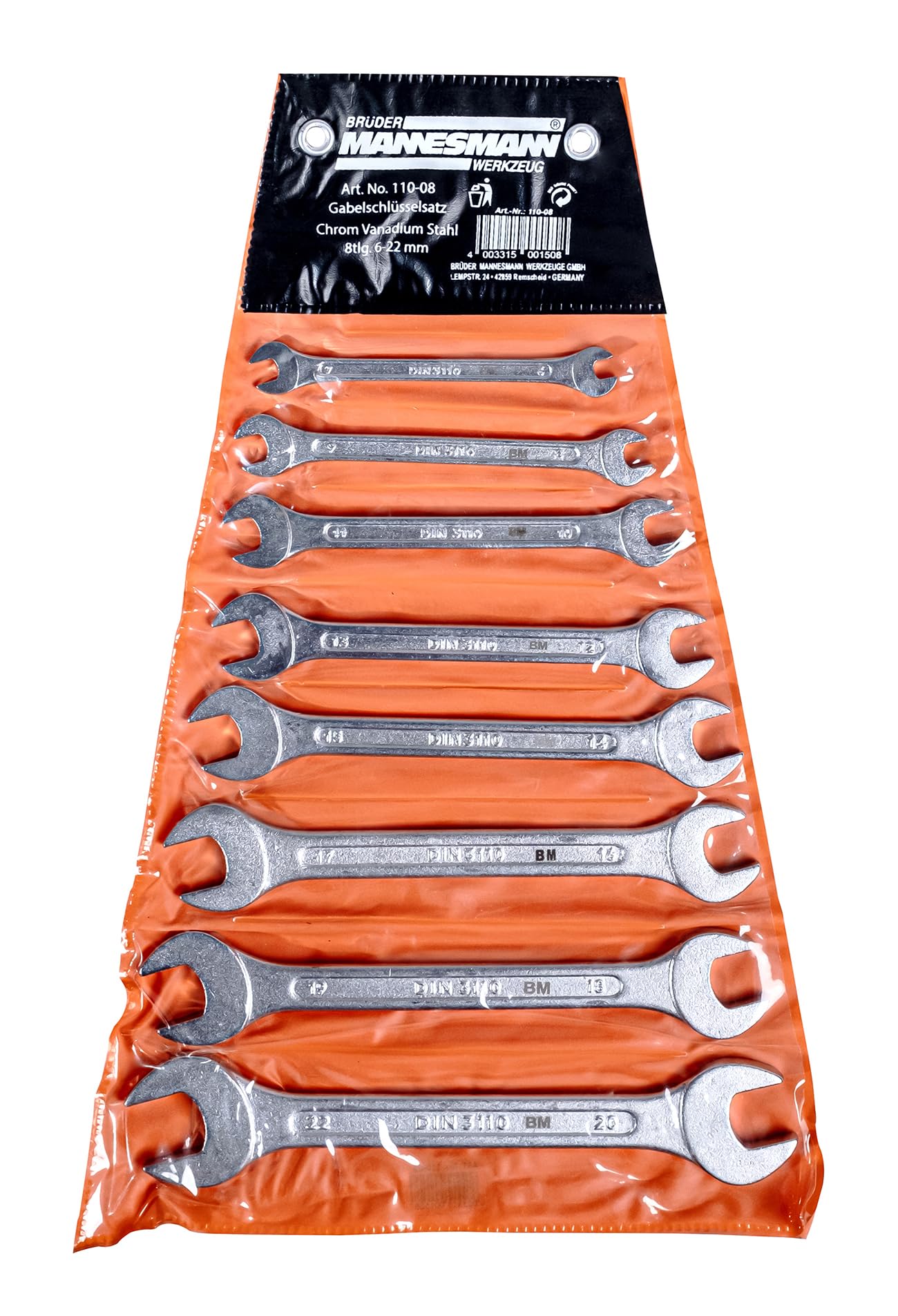 Brueder Mannesmann Tools M 110-08 Socket Ring Spanner Set 8 Piece Set