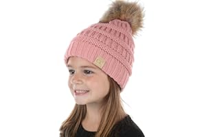Funky Junque Exclusives Beanie Child Toddler Warm Winter Kids Skull Cap Pom Pom Hat