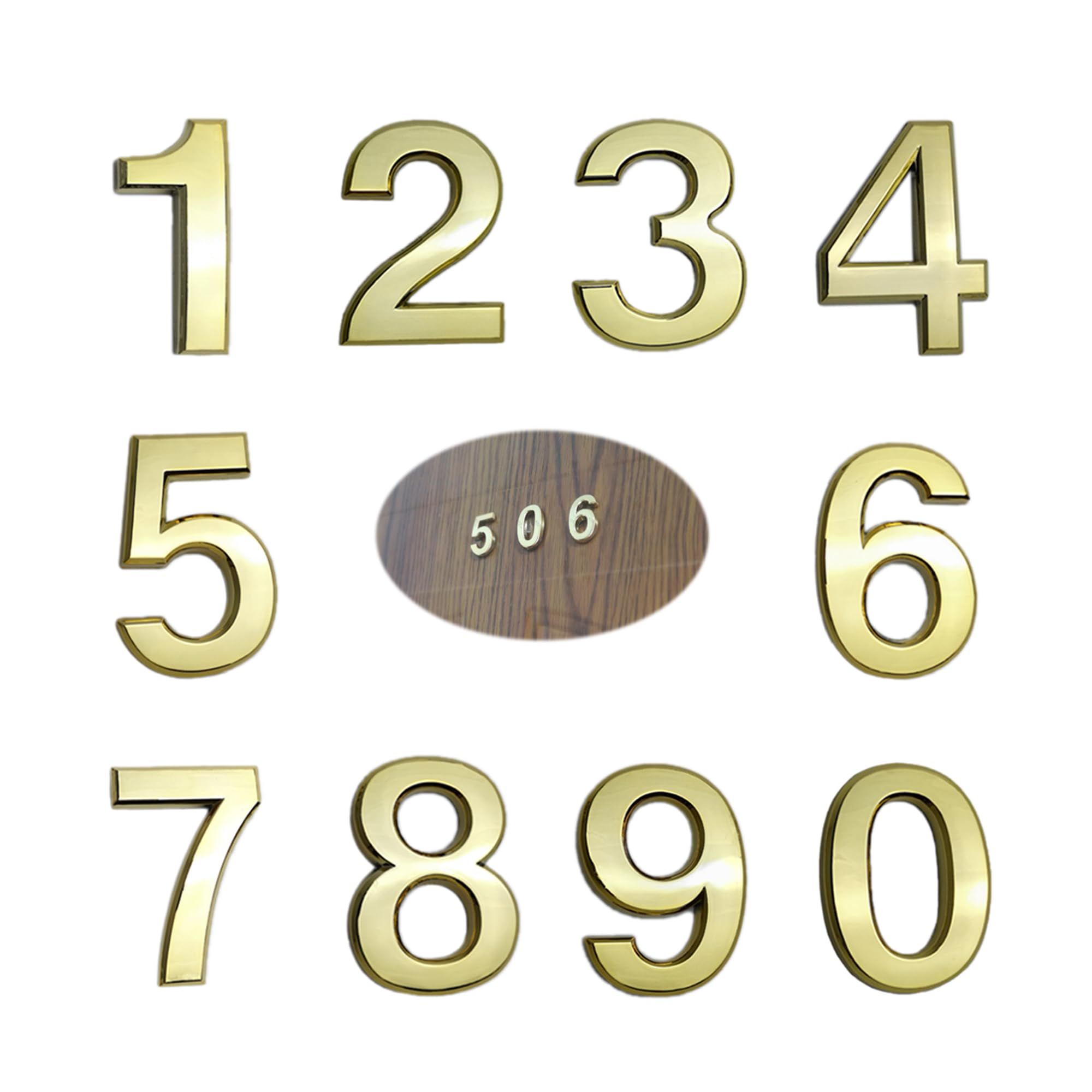 Photo 1 of 10 Pcs3D Mailbox Numbers(0-9),2 Inch Self Adhesive House Numbers Sticker for Hotel Room Apartment Door and Address Sign,(2 Inch 0-9,Gold)