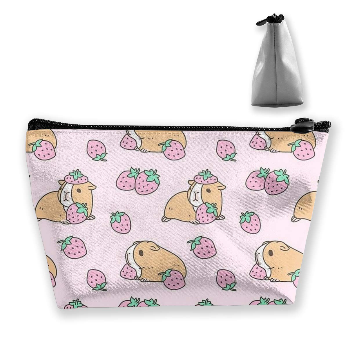 Trapezoid Cosmetic Bag Storage Bag Guinea Pig And Strawberry Illustration Zipper Multifunctional Accessory Wallet Storage Bag Travel Outdoor Shopping Coin Wallet Organizer Gift