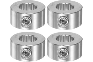 HARFINGTON 4pcs Shaft Collar 3/8" Bore 304 Stainless Steel Set Screw Shaft Collars, 3/4" OD, 3/8" Width, for Wheel Barrow Axle, Gearbox Assemblies, Machine Tools, Industry