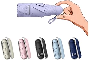 BAODINI Travel Mini Umbrella for Purse With Case Small Compact UV Sun Protection Sun Lightweight Tiny Pocket Manual Open Close Umbrella for Women Kids and Men