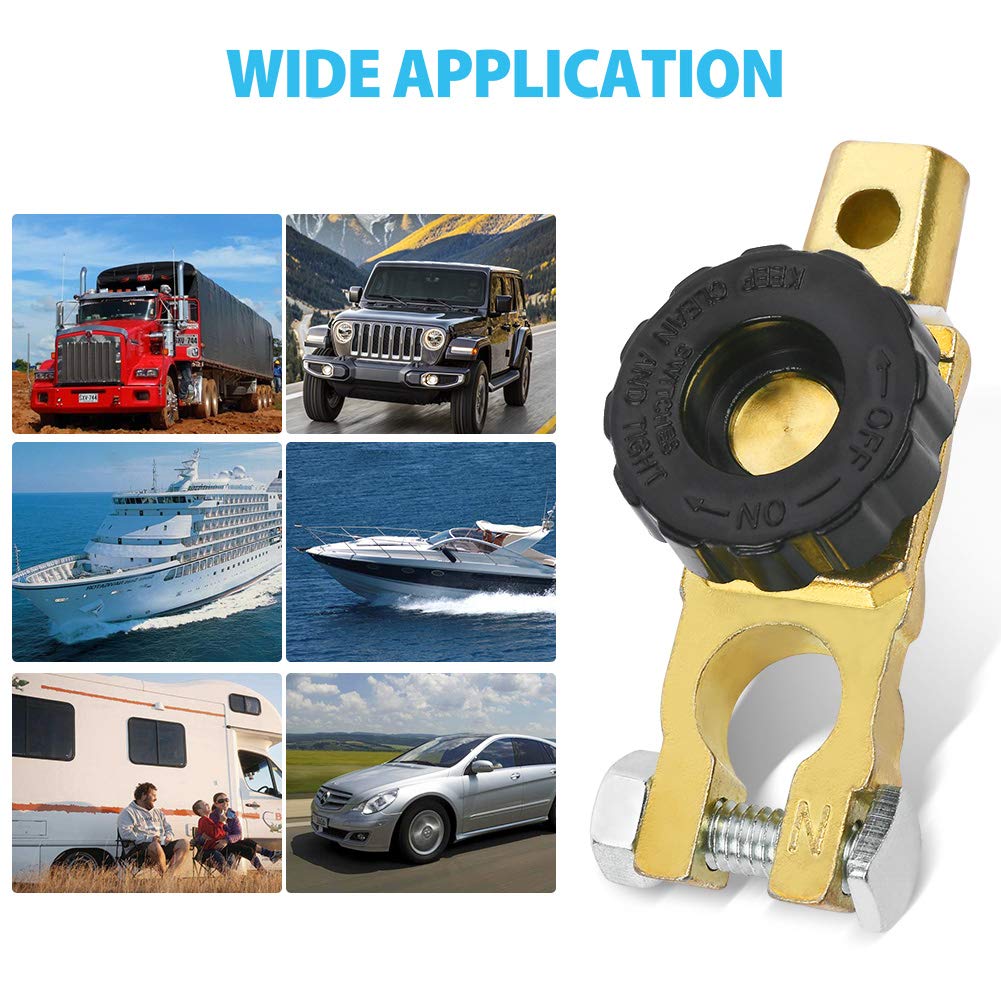 LotFancy Top Post Battery Disconnect Switch, 12V 24V Battery Kill Switch for Car Auto Truck Boat RV ATV Motorcycle, Battery Quick Disconnect Cutoff Switch, Knob Type, 125/500 Amps: Industrial & Scientific