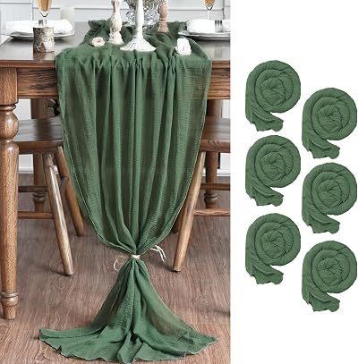 Artoid Mode Boho Forest Green Gauze Table Runner 300 cm 1 Pack