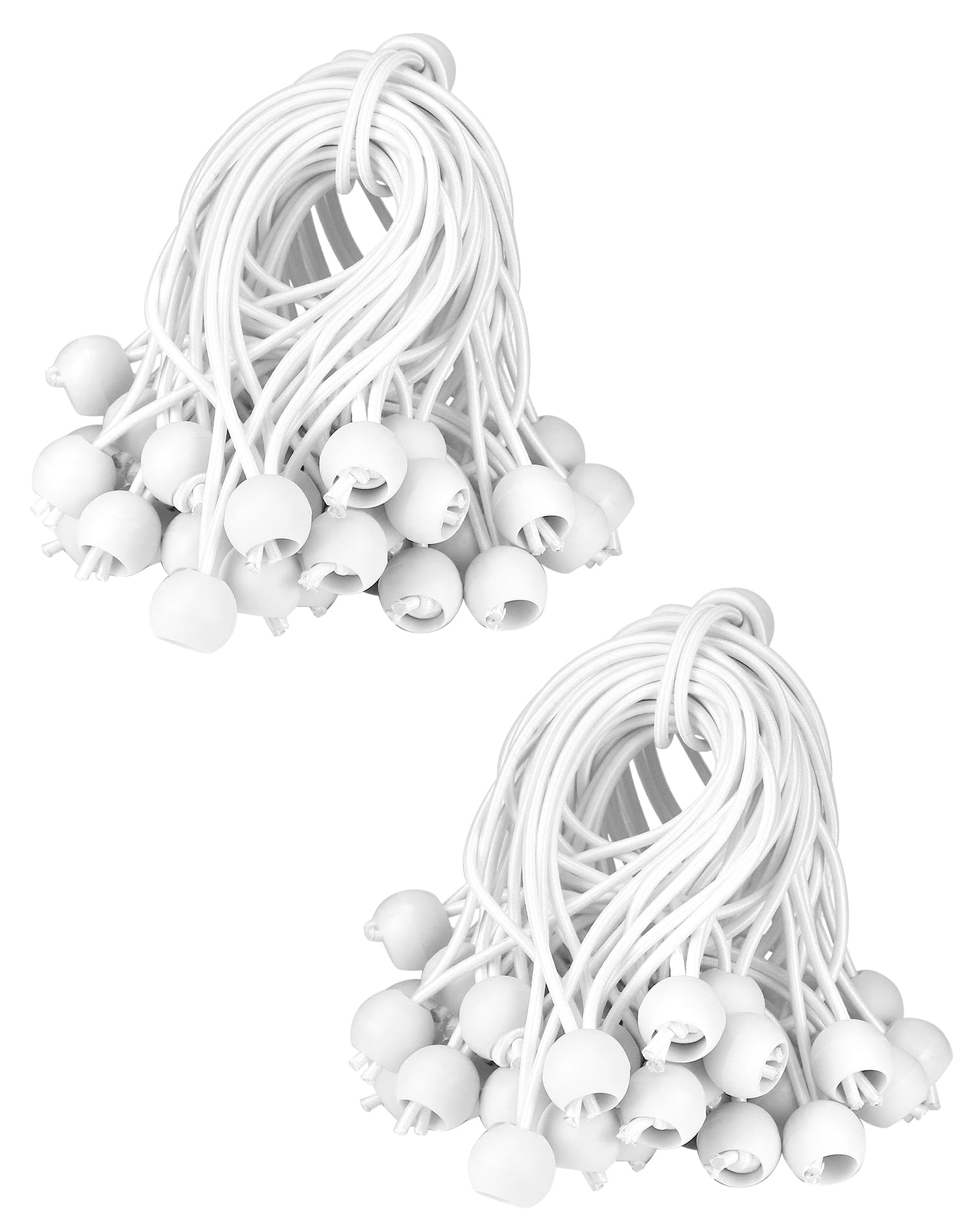 QWORK® 100 pcs Bungee Cord with Balls, 6 inch, White Bungee Cords, Suitable for camping tents, tarps, banners, Household items — image 1