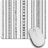 IBILIU Mouse Pad Boho Geometric,Triangle Herringbone Stripes Black and White Rectangle Mousepad Non-Slip Rubber Base Computer Mouse Pad for Laptop, Office, Home - 9.5 X 7.9 Inch