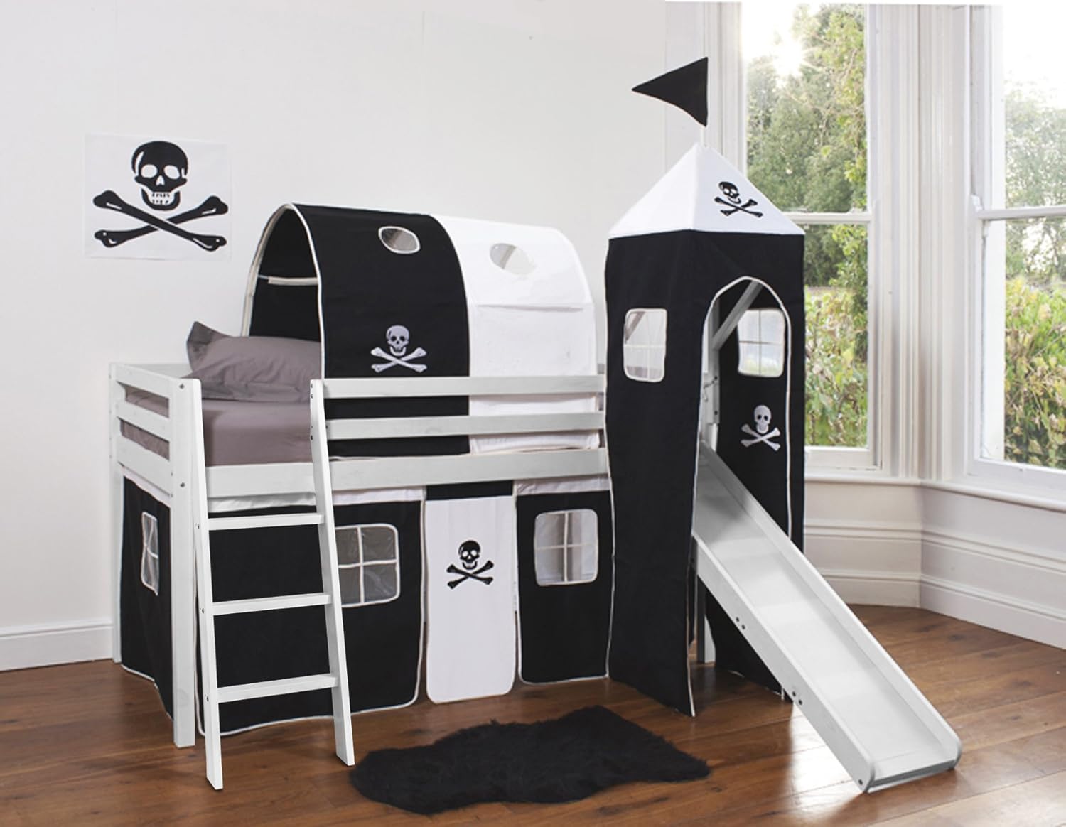 Noa And Nani Midsleeper Cabin Bed With Slide And Pirate Tent