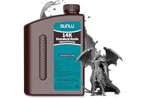 SUNLU 14K High Precision 3D Printer Resin 2KG, Standard 3D Printing Resin for detail printing miniatures, Fast Curing 405nm UV Photopolymer Resin, Smooth Matte Surface, 2000G Dark Grey