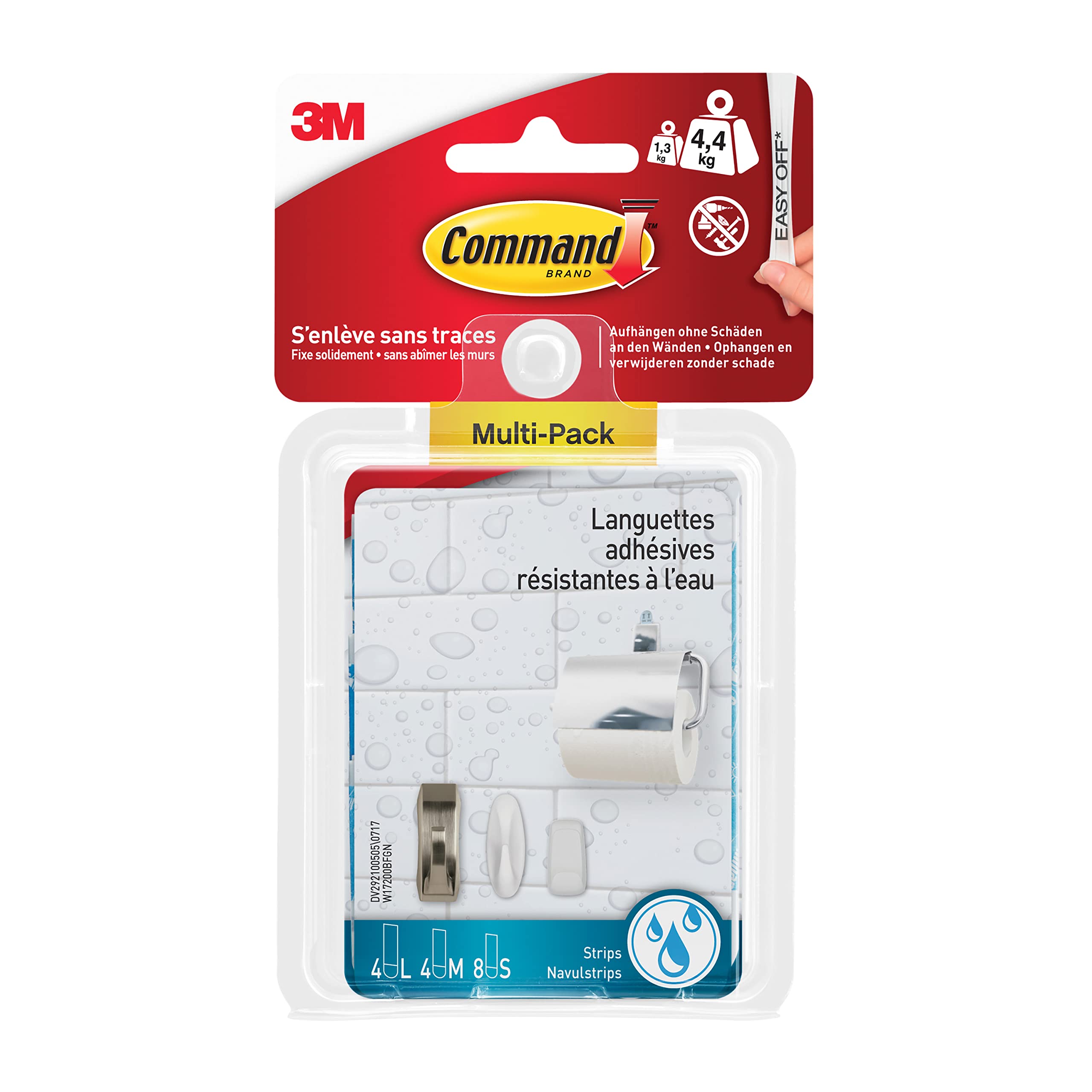 Command W17200 Hanging Strips Water-Proof Set of 8 S Stripes, 4M Strips and 4L Strips