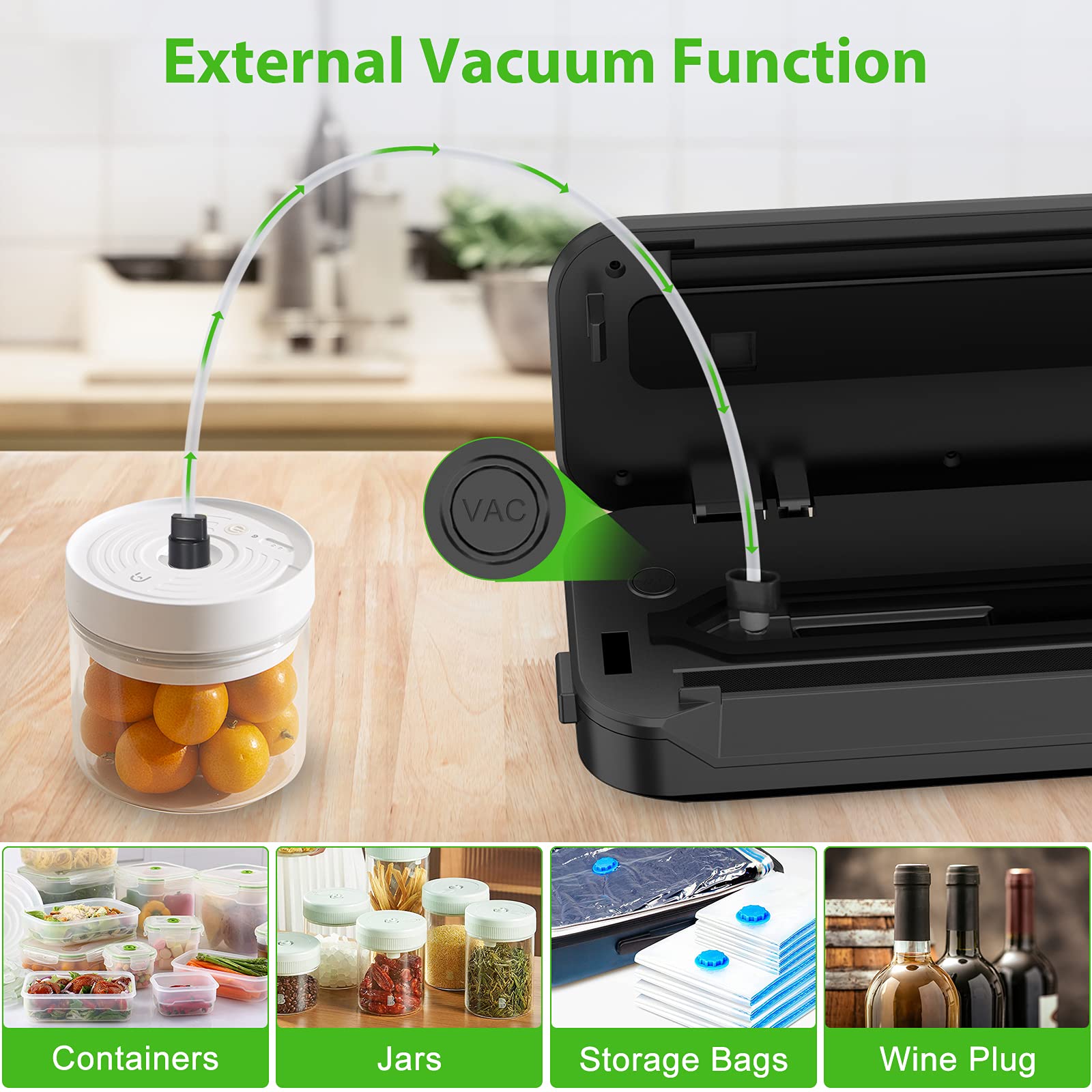 KOIOS Vacuum Sealer Machine, black + KOIOS Vacuum Sealer Bags for Food Vacuum Sealer Bags Rolls