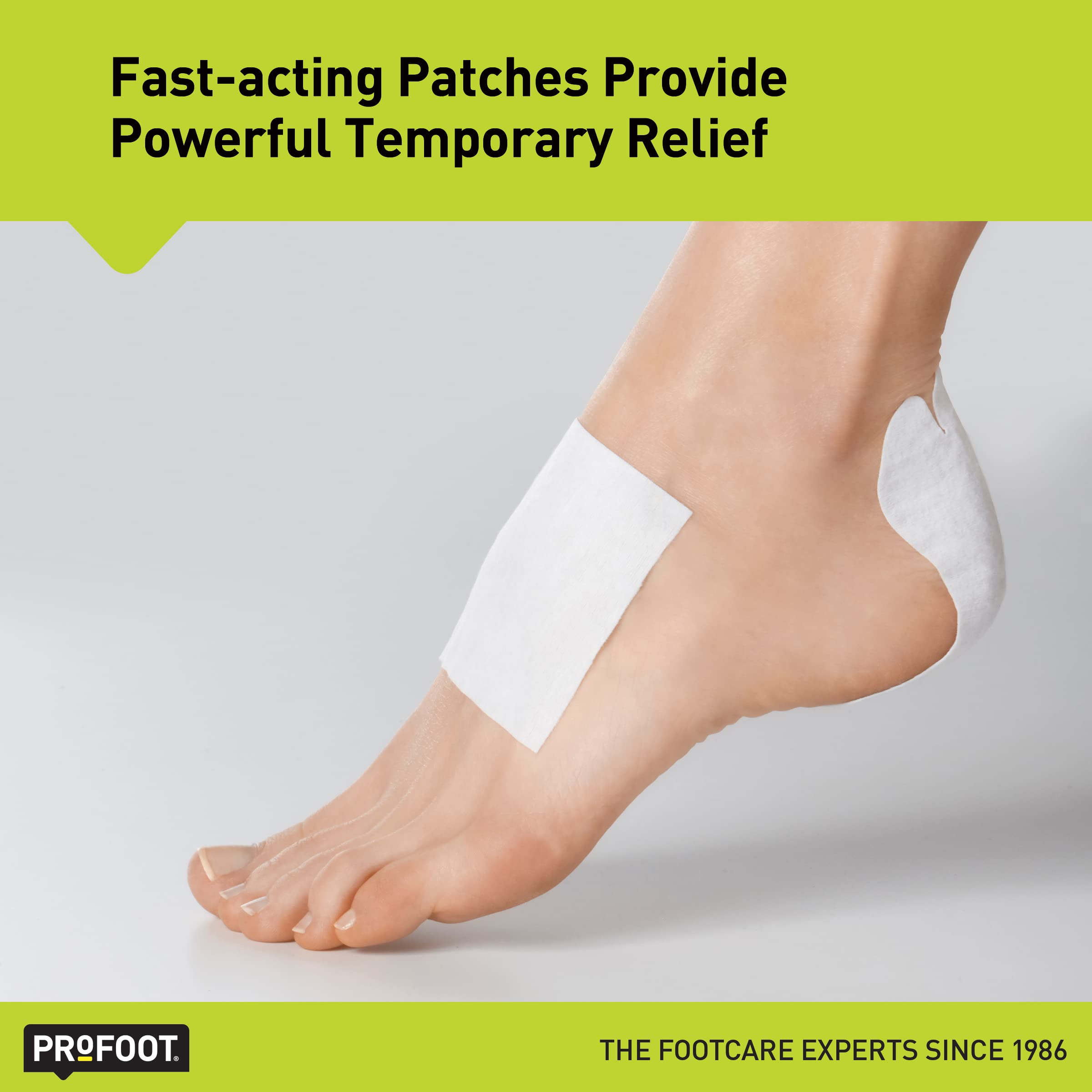 PROFOOT Pain Relief Patches for Foot & Heel Pain - 6 Count - Up to 8 Hours Relief from Sprains, Strains & Bruises