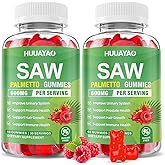 Saw Palmetto Gummies 600mg Saw Palmetto Supplement with Pumpkin Seed Oil, Biotin, Prostate Health Supplements for Men, Advanced DHT Blocker, Hair & Urinary Health Support, Raspberry Flavor, 120 Counts
