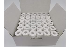 DOUBLELIN 144pcs Prewound Bobbins Size A for Domestic Sewing/Embroidery Machines, Compatible with Brother Machines, Plastic Sided, Size A, Class 15, 15J, SA156, White, 100% Polyester, 60S/2 100 Yards
