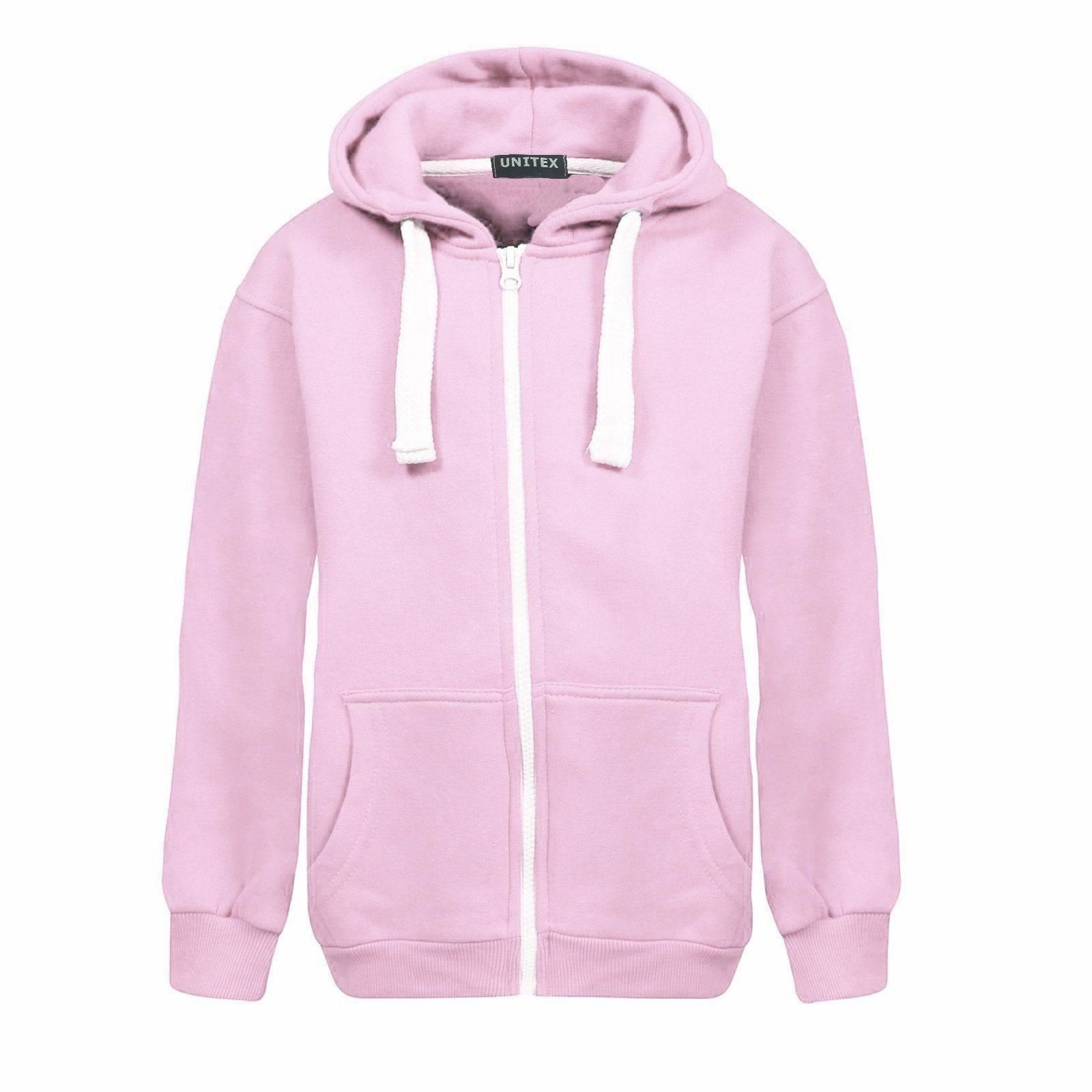 UNITEX ® New Girls Boys Kids Plain Fleece Hooded Zip Jacket Hoodies 7 to 13 Years