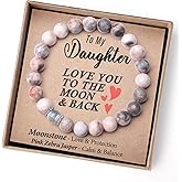 THEMEROL Valentines Day Gifts for Daughter/Granddaughter/Niece-Love/Protection-Natural Crystal Bracelet with Meaning-Handmade Gifts
