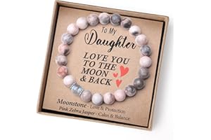 THEMEROL Christmas Gifts for Daughter/Granddaughter/Niece-Love/Protection-Natural Crystal Bracelet with Meaning-Handmade Gifts