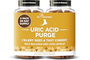 EU NATURAL Purge Uric Acid Flush – Eat & Drink What You Want – Detox & Cleanse with Celery Seed Extract, Tart Cherry & Chanca Piedra for Effective Joint Support & Active Mobility – 120 Soft Vegan Capsules