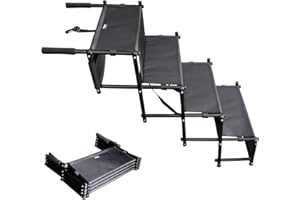 Downtown pet Supply - Foldable Dog Stairs for Car - Safe & Portable Pet Ramp for Large Dogs with Rubber Traction Mat & Rubber
